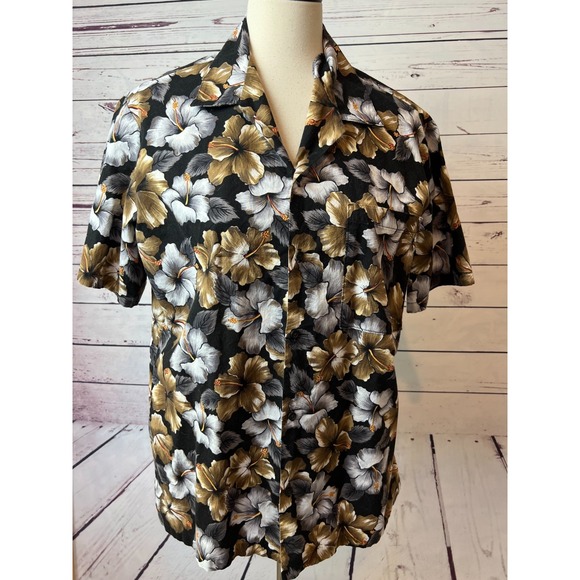 Hawaii Blues Shirt Mens Medium Single Stitch Vintage Tropical Floral USA - Picture 1 of 9